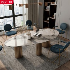 千匠一品 意式风格优质不锈钢镀钛金+磨砂皮餐椅-2ZY-10-J