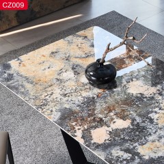 千匠一品 现代风格网红款餐桌天蝎座餐桌优质碳素钢+喷砂黑色颜色+岩板+玻璃复合板1.4m 1.6m 1.8m 2m 2.2m餐桌-CZ009-J