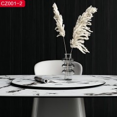 千匠一品 现代风格优质不锈钢拉丝+真空镀灰钢颜色+岩板1.2m 1.35m 1.5m餐桌-CZ001-2-J