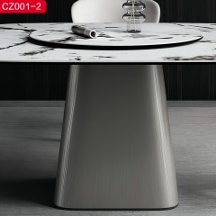 千匠一品 现代风格优质不锈钢拉丝+真空镀灰钢颜色+岩板1.2m 1.35m 1.5m餐桌-CZ001-2-J