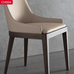 千匠一品现代风格优质白蜡木脚+弯板+PU皮餐椅-CH004-J
