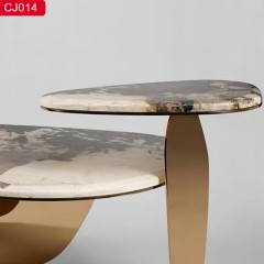 △【精品】千匠一品轻奢现代风格优质不锈钢拉丝+真空镀钛金颜色+岩板1.2m茶几-CJ014-J