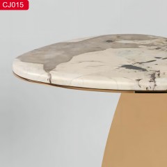 △【精品】千匠一品轻奢现代风格优质不锈钢拉丝+真空镀钛金颜色+岩板边几-CJ015-J