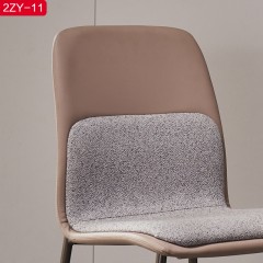 千匠一品现代风格优质弯板+铁架+PU皮+棉麻餐椅-2ZY-11-J