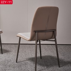 千匠一品现代风格优质弯板+铁架+PU皮+棉麻餐椅-2ZY-11-J
