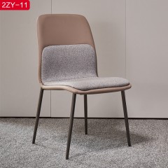 千匠一品现代风格优质弯板+铁架+PU皮+棉麻餐椅-2ZY-11-J