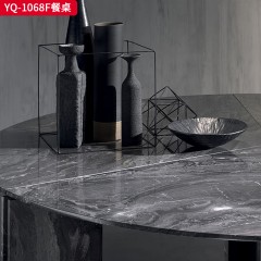 △【精品】千匠一品 轻奢现代 实木+天然石绿色海洋拼接工艺脚架+天然石绿色海洋台面 YQ-1068F餐桌-F