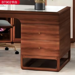 △【精品】千匠一品轻奢新中式风格优质小乌金木框架+楸木+小乌金木+岩板+铜质拉手书台-BT902-X