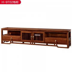△千匠一品新中式风格优质主材黄檀木框架+辅材楸木抽屉+铜质拉手地柜-H-9T02-X