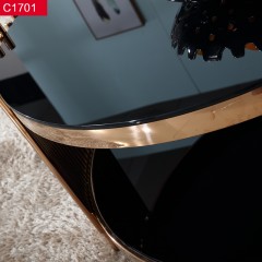 △【精品】千匠一品精品意式轻奢风格优质钢化玻璃+不锈钢茶几-C1701-X