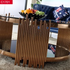△【精品】千匠一品精品意式轻奢风格优质钢化玻璃+不锈钢茶几-C1701-X
