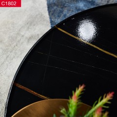 △【精品】千匠一品轻奢意式风格优质不锈钢贴石纹纸+不锈钢封釉茶几-C1802-X