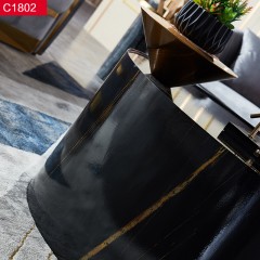 △【精品】千匠一品轻奢意式风格优质不锈钢贴石纹纸+不锈钢封釉茶几-C1802-X