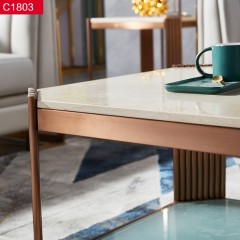 △【精品】千匠一品轻奢意式风格优质人造大理石+不锈钢封釉1.3m茶几-C1803-X