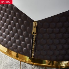 △【精品】千匠一品轻奢意式风格优质不锈钢扪皮（仿真皮）+人造大理石茶几-C1805-X