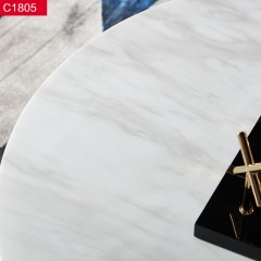 △【精品】千匠一品轻奢意式风格优质不锈钢扪皮（仿真皮）+人造大理石茶几-C1805-X