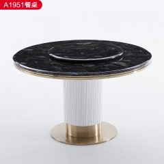 △【精品】千匠一品轻奢意式风格优质人造大理石+不锈钢封釉1.3m餐桌-A1951-X