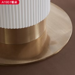 △【精品】千匠一品轻奢意式风格优质人造大理石+不锈钢封釉1.3m餐桌-A1951-X