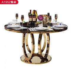 △【精品】千匠一品轻奢意式风格优质人造大理石+不锈钢封釉1.3m餐桌-A1952-X