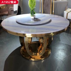 △【精品】千匠一品轻奢意式风格优质人造大理石+不锈钢封釉1.3m餐桌-A1952-X