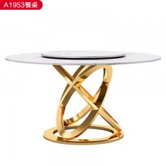 △【精品】千匠一品轻奢意式风格优质人造大理石+不锈钢封釉1.3m餐桌-A1953-X