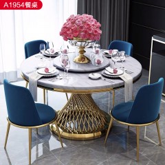 △【精品】千匠一品轻奢意式风格优质人造大理石+不锈钢封釉1.3m餐桌-A1954-X