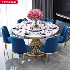 △【精品】千匠一品轻奢意式风格优质人造大理石+不锈钢封釉1.3m餐桌-A1954-X