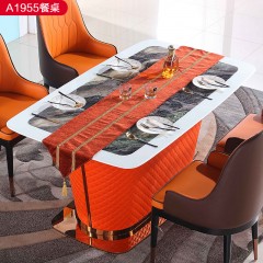 △【精品】千匠一品轻奢意式风格优质人造大理石+不锈钢封釉1.6m餐桌-A1955-X