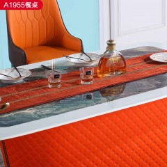 △【精品】千匠一品轻奢意式风格优质人造大理石+不锈钢封釉1.6m餐桌-A1955-X