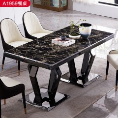 △【精品】千匠一品轻奢意式风格优质人造大理石+不锈钢封釉1.8m餐桌-A1959-X
