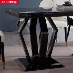 △【精品】千匠一品轻奢意式风格优质人造大理石+不锈钢封釉1.8m餐桌-A1959-X