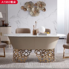 △【精品】千匠一品轻奢意式风格优质人造大理石+扪皮（仿真皮）+不锈钢封釉-A1965-X