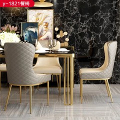 △【精品】千匠一品轻奢意式风格优质密度高海绵+不锈钢扪皮（仿真皮）餐椅-y-1821-X