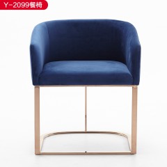 △【精品】千匠一品轻奢意式风格优质密度高海绵+高级绒布+不锈钢餐椅-Y-2099-X