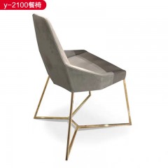 △【精品】千匠一品轻奢意式风格优质密度高海绵+异形弯板扪绒布+不锈钢餐椅-y-2100-X