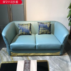 △【精品】千匠一品精品意式轻奢风格优质超纤皮+实木框架+40密度高回弹海绵+亮光不锈钢钛金+无指纹1+2+3沙发-SF2112-X