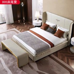 △【精品】千匠一品轻奢意式风格优质不锈钢扪皮（仿真皮）+高密度海绵 1.5m床尾凳-D05-X
