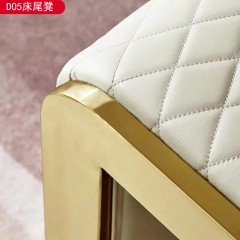 △【精品】千匠一品轻奢意式风格优质不锈钢扪皮（仿真皮）+高密度海绵 1.5m床尾凳-D05-X