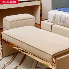 △【精品】千匠一品轻奢意式风格优质不锈钢扪皮（仿真皮）+高密度海绵 1.5m床尾凳-D06-X
