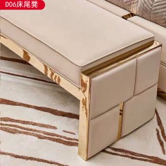 △【精品】千匠一品轻奢意式风格优质不锈钢扪皮（仿真皮）+高密度海绵 1.5m床尾凳-D06-X