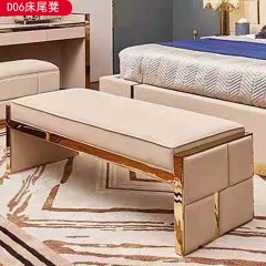△【精品】千匠一品轻奢意式风格优质不锈钢扪皮（仿真皮）+高密度海绵 1.5m床尾凳-D06-X