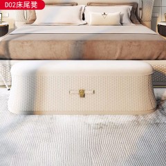 △【精品】千匠一品轻奢意式风格优质不锈钢扪皮（仿真皮）+高密度海绵 1.5m床尾凳-D02-X