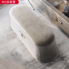 △【精品】千匠一品轻奢意式风格优质不锈钢扪皮（仿真皮）+高密度海绵 1.5m床尾凳-D02-X
