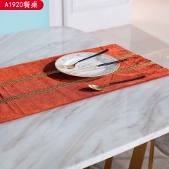 △【精品】千匠一品轻奢意式风格优质人造大理石+不锈钢封釉1.6m餐桌-A1920-X