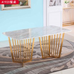 △【精品】千匠一品轻奢意式风格优质人造大理石+不锈钢封釉1.6m餐桌-A1920-X
