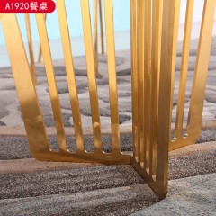 △【精品】千匠一品轻奢意式风格优质人造大理石+不锈钢封釉1.6m餐桌-A1920-X