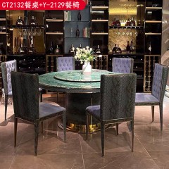 △【精品】千匠一品轻奢意式风格优质密度高海绵+不锈钢扪皮（仿真皮）餐椅-Y-2129-X