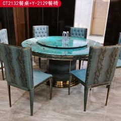 △【精品】千匠一品轻奢意式风格优质密度高海绵+不锈钢扪皮（仿真皮）餐椅-Y-2129-X
