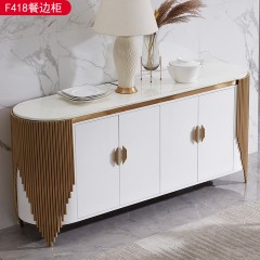 △【精品】千匠一品轻奢意式风格优质高密度板+环保漆不锈钢+人造大理石1.5m餐边柜-F418-X