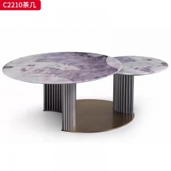 【精品】千匠一品轻奢意式风格优质进口岩板+不锈钢亮光镀金底座高级设计套几C2210-W